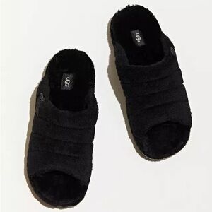 UGG Men’s Black Plush Slide Slippers | Fluff You Slide Slippers